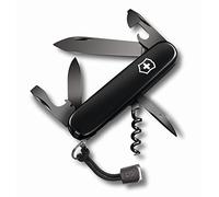 Victorinox Swiss Army Knife Spartan Onyx Black, Multitool, 12 Functions | Pocket knife for EDC and camping with large blade, corkscrew and bottle opener. 91 mm, black finish, Swiss Made