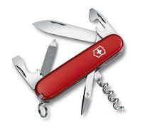 Victorinox Swiss Army Knife Sportsman Pocket Knife Multitool 13 Functions | Large Blade, Nail File and Corkscrew for EDC and Hiking, 84 mm, Red, Made in Switzerland