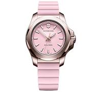 Victorinox Swiss Army Women's I.N.O.X. Stainless Steel Swiss-Quartz Rubber Strap, Black, 18 Casual Watch, Pink Dial, Pink Rubber Strap, Modern