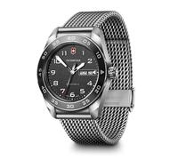 VICTORINOX SWISS ARMY Wristwatch, Men's, Quartz, Analog, Waterproof, Stainless Steel Case, Stainless Steel Bracelet, Leather Strap, Strap Replacement, Brand, Gift, black (mesh bracelet), Modern