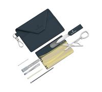 Victorinox Swiss Card Classic, 10 Functions, Swiss Made, Multi Tool for Women, incl. Card Holder with Key Ring, New York Style (Blue, Yellow)