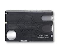 Victorinox Swiss Card Nail Care, Swiss Made Pocket Tool, Credit Card Size, 13 Functions, File, Scissors, Black Transparent