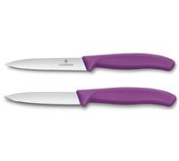Victorinox Swiss Classic 2-piece Tomato and Paring Knife Set, Pink | Extra sharp stainless steel serrated and straight edge blades for fruit and vegetables, dishwasher safe, Swiss Made
