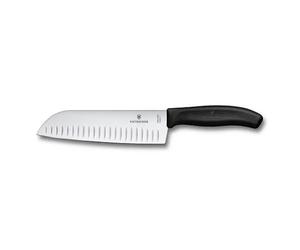 Victorinox Swiss Classic Black 17cm Santoku Knife Fluted Blade