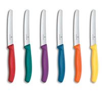 Victorinox Swiss Classic, Breakfast Knife, Bread Knife Set, 6-Piece, Sharp Blade, Serrated Edge, 11 cm, Plastic Handle, Stainless Steel, Multicoloured