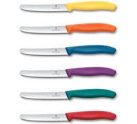Victorinox Swiss Classic, Breakfast Knife, Bread Knife Set, 6-Piece, Sharp Blade, Serrated Edge, 11 cm, Plastic Handle, Stainless Steel, Multicoloure