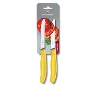 Victorinox Swiss Classic, Breakfast Knife, Bread roll Knife, Sharp Blade, Serrated Edge, 11 cm, Plastic Handle, Stainless Steel, Set of 2, Yellow