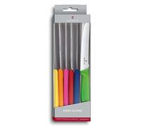 Victorinox Swiss Classic, Breakfast knife, Bread roll knife, Sharp blade, Serrated edge, 11 cm, Plastic handle, Stainless steel, Set of 6, Multicoloured