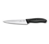 Victorinox Swiss Classic Carving Knife, 15 cm Straight Edge Blade, Black | Extra sharp stainless steel kitchen knife for uniform cuts. Ergonomic plastic handle. Dishwasher safe. Swiss Made.