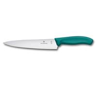 Victorinox Swiss Classic Carving Knife, 19 cm Stainless Steel Blade, Green | Lightweight kitchen knife with extra sharp straight edge for meat and poultry. Ergonomic handle and Swiss Made.