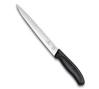 Victorinox Swiss Classic Filleting Knife, Extra Sharp Blade, Straight Edge, 20 cm, Stainless Steel, Black