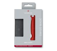 Victorinox Swiss Classic Foldable picnic knife and cutting board, for fruit, vegetables, bread rolls, serrated edge, extra sharpm Red