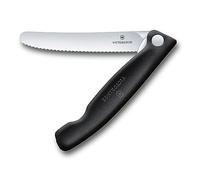 Victorinox Swiss Classic Foldable picnic knife for hiking, fruit, vegetables, bread rolls, sausage, serrated edge, extra sharp, Black