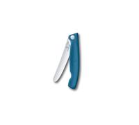 Victorinox Swiss Classic Foldable Picnic Knife for Hiking, Fruit, Vegetables, Bread Rolls, Sausage, Serrated Edge, Extra Sharp, Blue