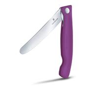 Victorinox Swiss Classic Foldable Picnic Knife for Hiking, Fruit, Vegetables, Bread Rolls, Sausage, Serrated Edge, Extra Sharp, Violet