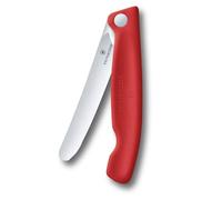 Victorinox Swiss Classic Foldable Picnic Knife for Hiking, Fruit, Vegetables, Bread Rolls, Sausage, with Straight Blade, Extra Sharp, Red
