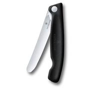 Victorinox Swiss Classic Foldable Picnic Knife for Hiking, Fruit, Vegetables, Bread Rolls, Sausage, with Straight Blade, Extra Sharp, Black