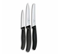 Victorinox Swiss Classic Kitchen Knife Set, 3-Piece, paring, Tomato and Breakfast, Robust Plastic Handle, Stainless Steel, Black