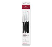 Victorinox Swiss Classic Kitchen Knife Set, 3-Piece, paring Knife, Tomato Knife and Breakfast Knife, Robust Plastic Handle, Stainless Steel, Black