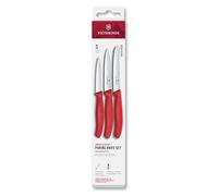 Victorinox Swiss Classic Kitchen Knife Set, 3-Piece, paring Knife, Tomato Knife and Breakfast Knife, Robust Plastic Handle, Stainless Steel, Red