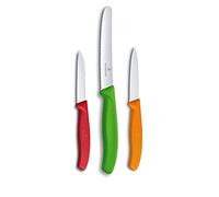 Victorinox Swiss Classic, Kitchen knife set, 3-piece, Vegetable, tomato and breakfast knife, Robust plastic handle, Stainless steel, Coloured