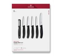 Victorinox Swiss Classic Kitchen Knife Set, 6-Piece, 22 cm, Black | Includes Peeler, Vegetable and Tomato Knives. Durable Stainless Steel Blades and Ergonomic Handles. Made in Switzerland