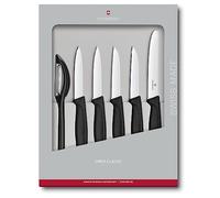 Victorinox Swiss Classic Kitchen Knife Set, 6 Pieces, Stainless Steel, Extra Sharp Blades, Black