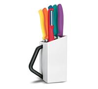 Victorinox Swiss Classic Knife Block, Professional Utility Block, 6-Piece, Incl. 5 paring Knives and Peeler, Knife Storage, White