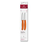 Victorinox Swiss Classic Peeling and Vegetable Knife Set, 2-Piece, Extra-Sharp Straight Edge for Precise Cuts, 8 cm, Stainless Steel, Orange