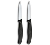 Victorinox Swiss Classic, Paring and Vegetable Knife Set, 2-piece, Extra Sharp Blade, Straight Edge for Precise cuts, 8 cm, Stainless Steel, Black