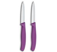 Victorinox Swiss Classic Peeling and Vegetable Knife Set, 2-Piece, Extra-Sharp Straight Edge for Precise Cuts, 8 cm, Stainless Steel, Violet