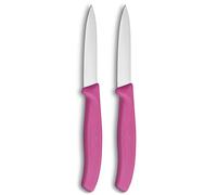 Victorinox Swiss Classic, Paring and Vegetable Knife Set, 2-piece, Extra Sharp Blade, Straight Edge for Precise cuts, 8 cm, Stainless Steel, Pink