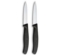 Victorinox Swiss Classic, Paring and Vegetable Knife Set, 2-piece, Extra Sharp Blade, Straight Edge for Precise cuts, 8 cm, Stainless Steel, Black