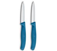 Victorinox Swiss Classic, Paring and Vegetable Knife Set, 2-Piece, Extra Sharp Blade, Straight Edge for Precise cuts, 8 cm, Stainless Steel, Blue