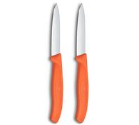 Victorinox Swiss Classic, Paring and Vegetable Knife Set, 2-Piece, Extra Sharp Blade, Straight Edge for Precise cuts, 8 cm, Stainless Steel, Orange
