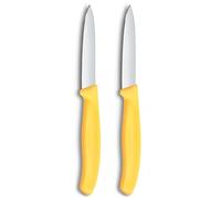Victorinox Swiss Classic, Paring and Vegetable Knife Set, 2-Piece, Extra Sharp Blade, Straight Edge for Precise cuts, 8 cm, Stainless Steel, Yellow