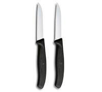 Victorinox Swiss Classic paring and Vegetable Knife Set, 2-Piece, Straight and Serrated Edge, Extra Sharp, 8 cm, Black