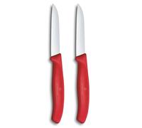 Victorinox Swiss Classic paring and Vegetable Knife Set, 2-Piece, Straight and Serrated Edge, Extra Sharp, 8 cm, Red