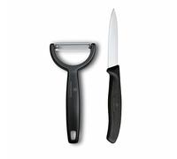Victorinox Swiss Classic paring Knife and Peeler, 2-Piece, Extra Sharp Blade, for Fruit and Vegetables, Stainless Steel, Black