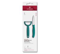 Victorinox Swiss Classic paring Knife and Peeler, 2-Piece, Extra Sharp Blade, for Fruit and Vegetables, Stainless Steel, Green