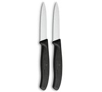 Victorinox Swiss Classic, Paring Knife, Extra Sharp Blade, Wavy Edge, 8 cm, Robust Plastic Handle, Stainless Steel, Black