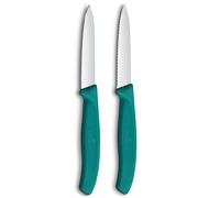Victorinox Swiss Classic paring Knife, for Fruit and Vegetables, Extra Sharp, Straight and Serrated Edge, Stainless Steel, Green