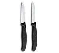 Victorinox Swiss Classic paring Knife Set for Fruit and Vegetables, 2-piece, Straight Cut, Extra Sharp, Black