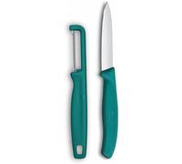 Victorinox Swiss Classic Paring Knife Set with Peeler, 2-piece, Green