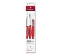 Victorinox Swiss Classic paring Knife Set with Peeler, paring Knife and Tomato Knife, 3-Piece, Extra Sharp Blade, red