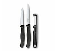 Victorinox Swiss Classic paring Knife Set with Peeler, paring Knife and Tomato Knife, 3-Piece Set, Extra Sharp Blade, Black