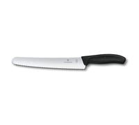 Victorinox Swiss Classic Pastry Knife, Wavy Edge Blade, 22 cm, Black | Curved stainless steel blade with rounded tip for cutting baked goods and icing cakes. Swiss Made
