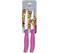 Victorinox Swiss Classic, pizza and steak knife set, 2-piece, extra sharp blade, serrated edge, 11 cm, plastic handle, stainless steel, pink