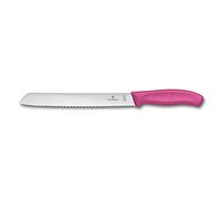 Victorinox Swiss Classic, Professional bread knife, Extra sharp blade, Serrated edge, 21 cm, Robust plastic handle, Stainless steel, Pink