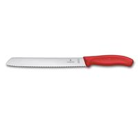 Victorinox Swiss Classic, Professional Bread Knife, Extra Sharp Blade, Serrated Edge, 21 cm, Robust Plastic Handle, Stainless Steel, red